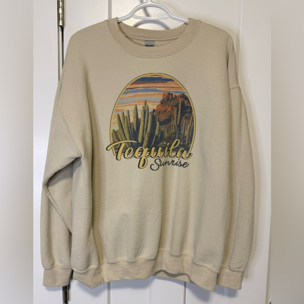 Tequila Sunrise Graphic Sweatshirt Size Large